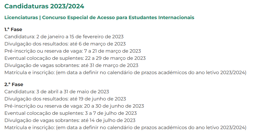 2023-2024学年里斯本大学本科申请开放