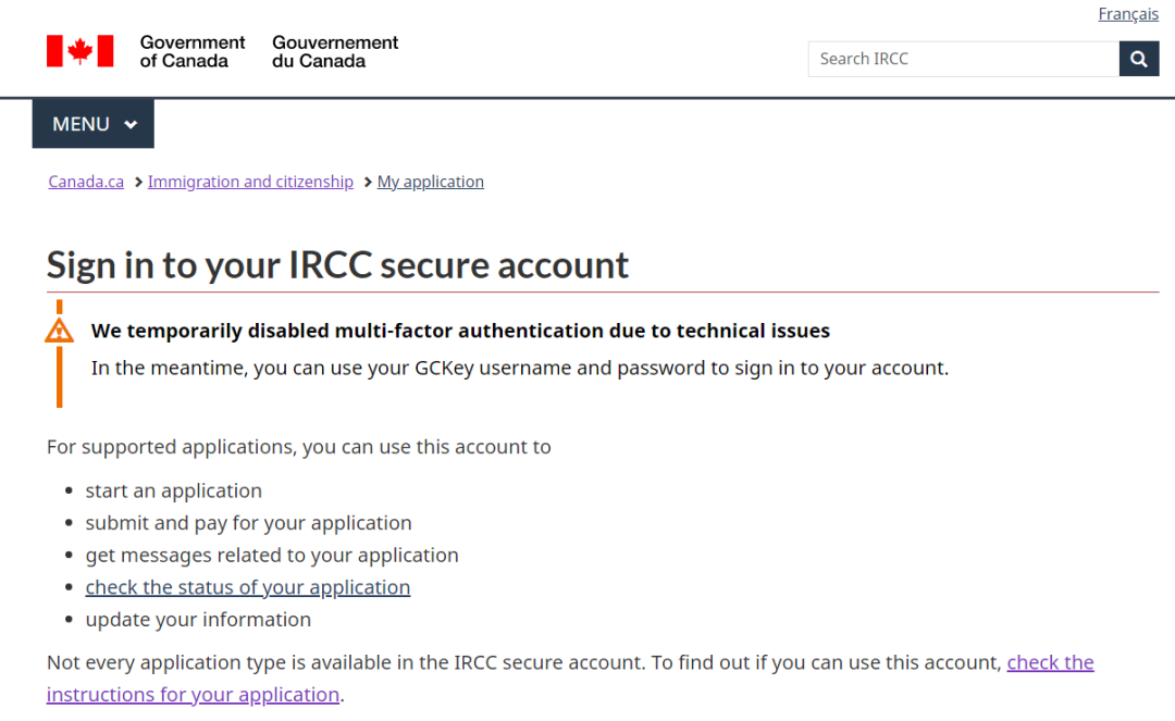 加拿大IRCC网站账号登录改版啦！多种账号强制启用双重身份验证