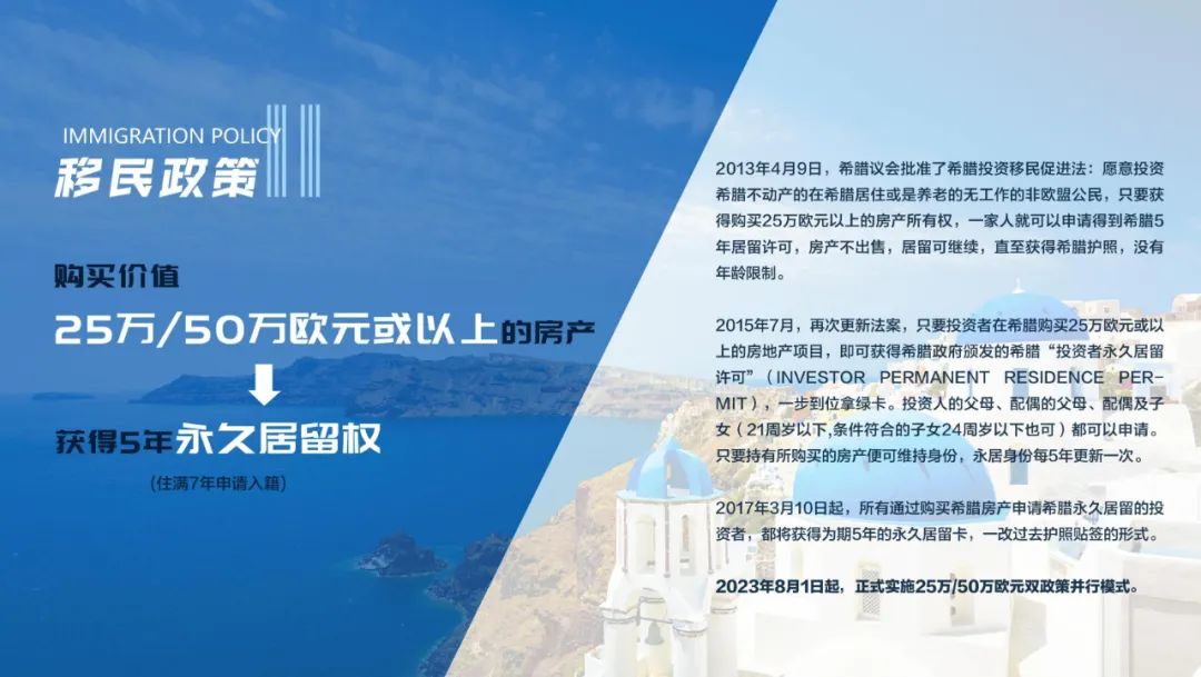 25万/50万欧元双政策并行;希腊黄金居留新政解读!